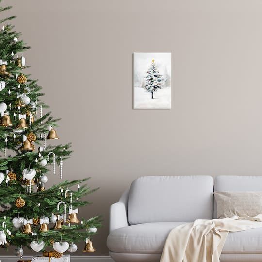 Stupell Industries Snowy Christmas Tree Landscape Wall Plaque Art